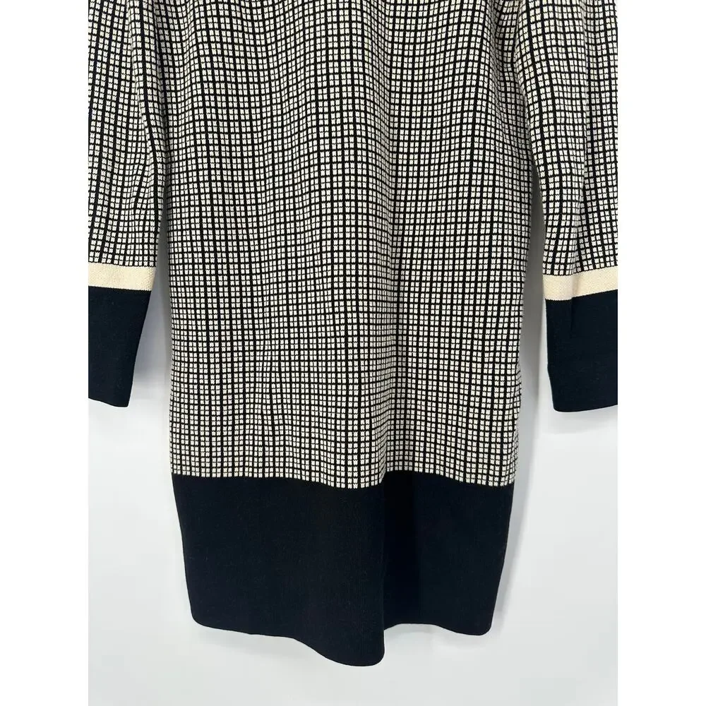 Ann Taylor Black and Cream Houndstooth Long Cardigan